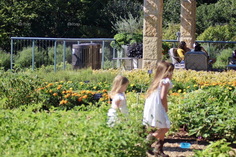 Playing in the garden