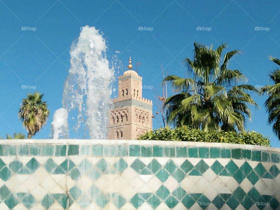 Water in urban city at  marrakech in Morocco.