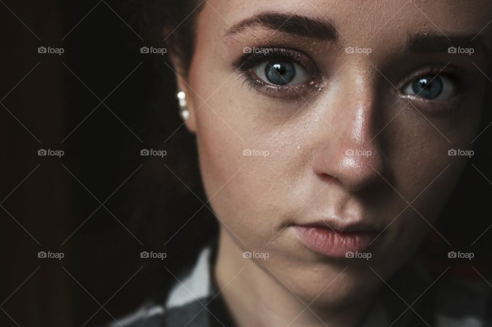 Portrait of beautiful sad woman