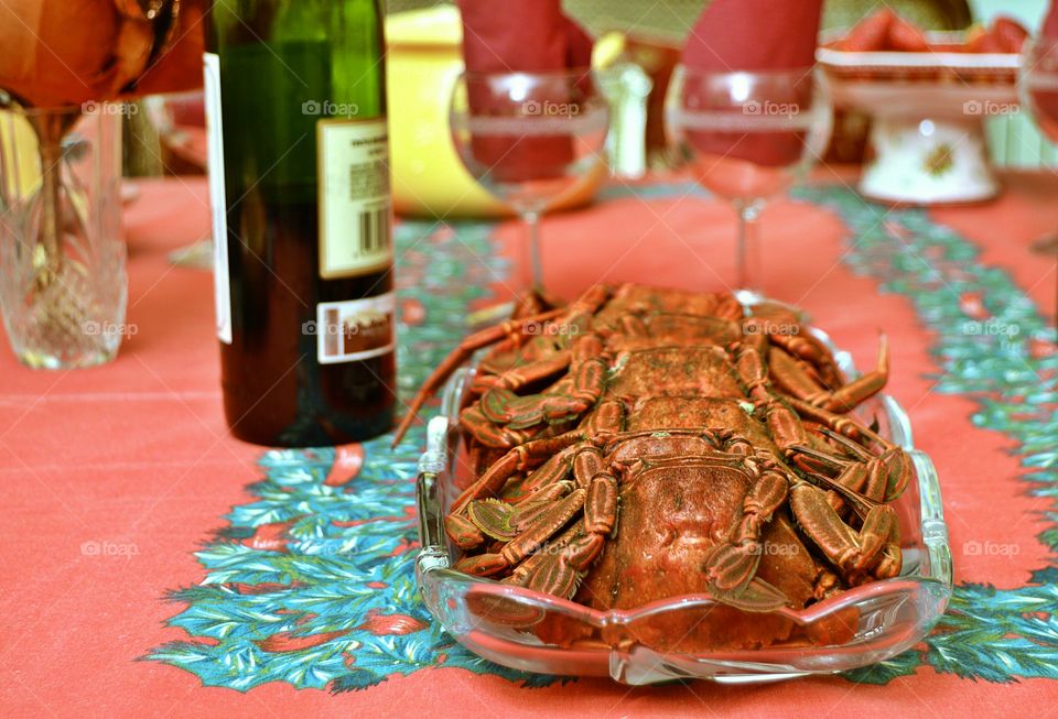 New Year's Eve dinner. Velvet crabs.