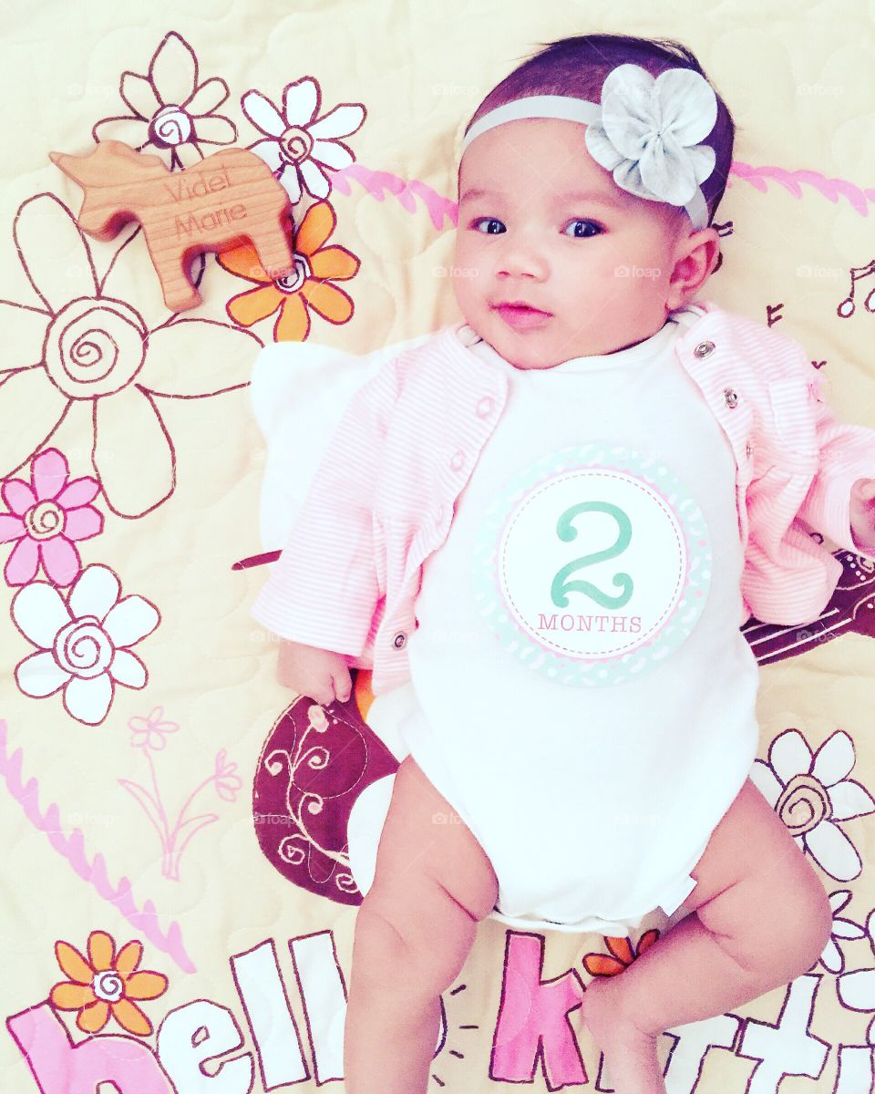 I'm two months!. Videl-Marie is two months. 