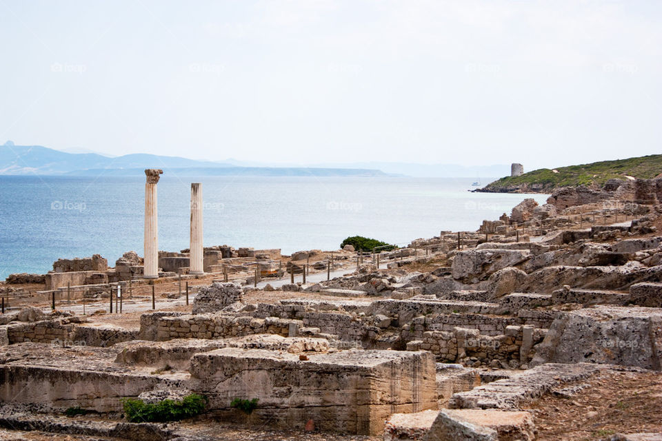 View of old tower in Sardinia, Italy