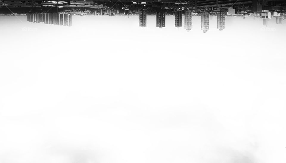 upside down city skyline black and white Cityscape