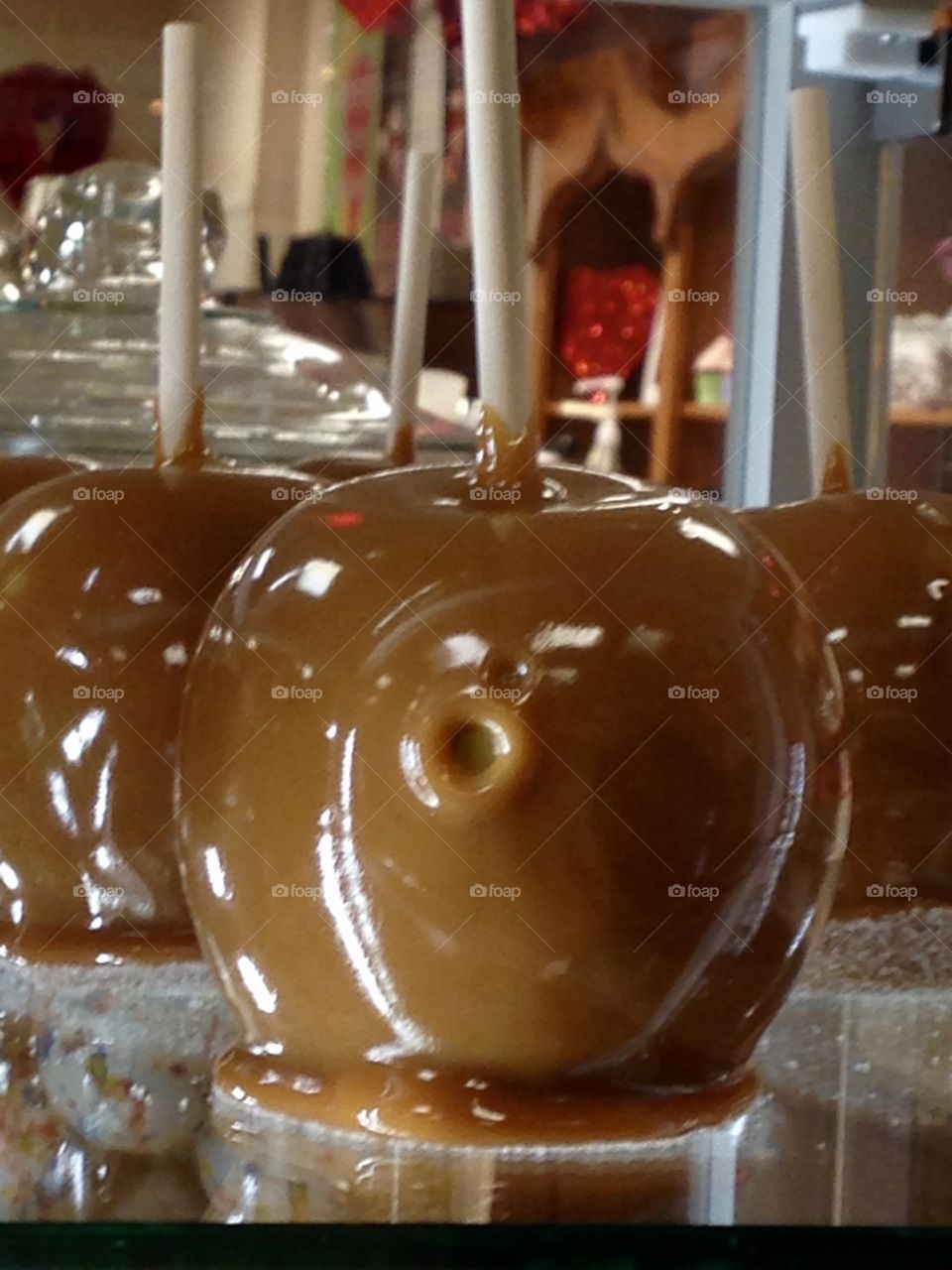 Perfectly imperfect caramel apple with bubble 