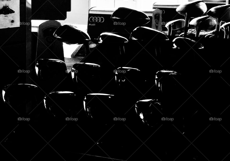 Golf clubs black and white 