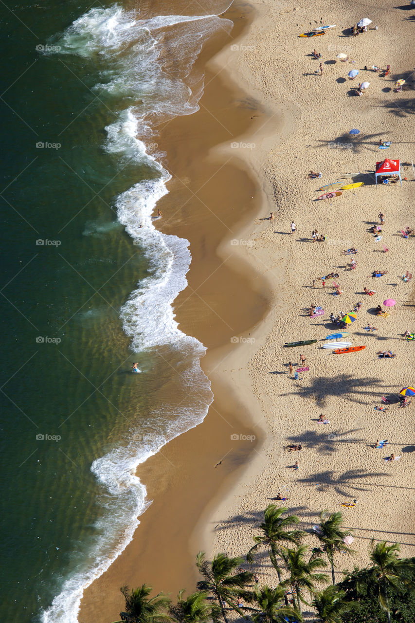 Aerial view of beach in Rio de Janeiro. Moods of summer.