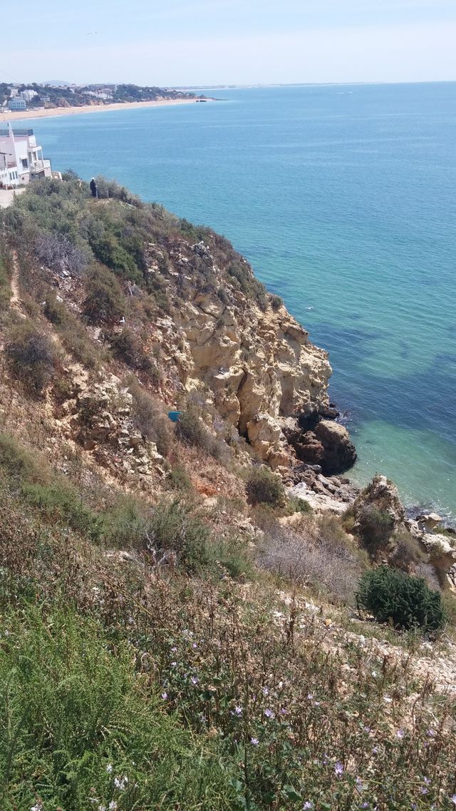 rocks in the Algarve Portugal . cliff in the Algarve Portugal 