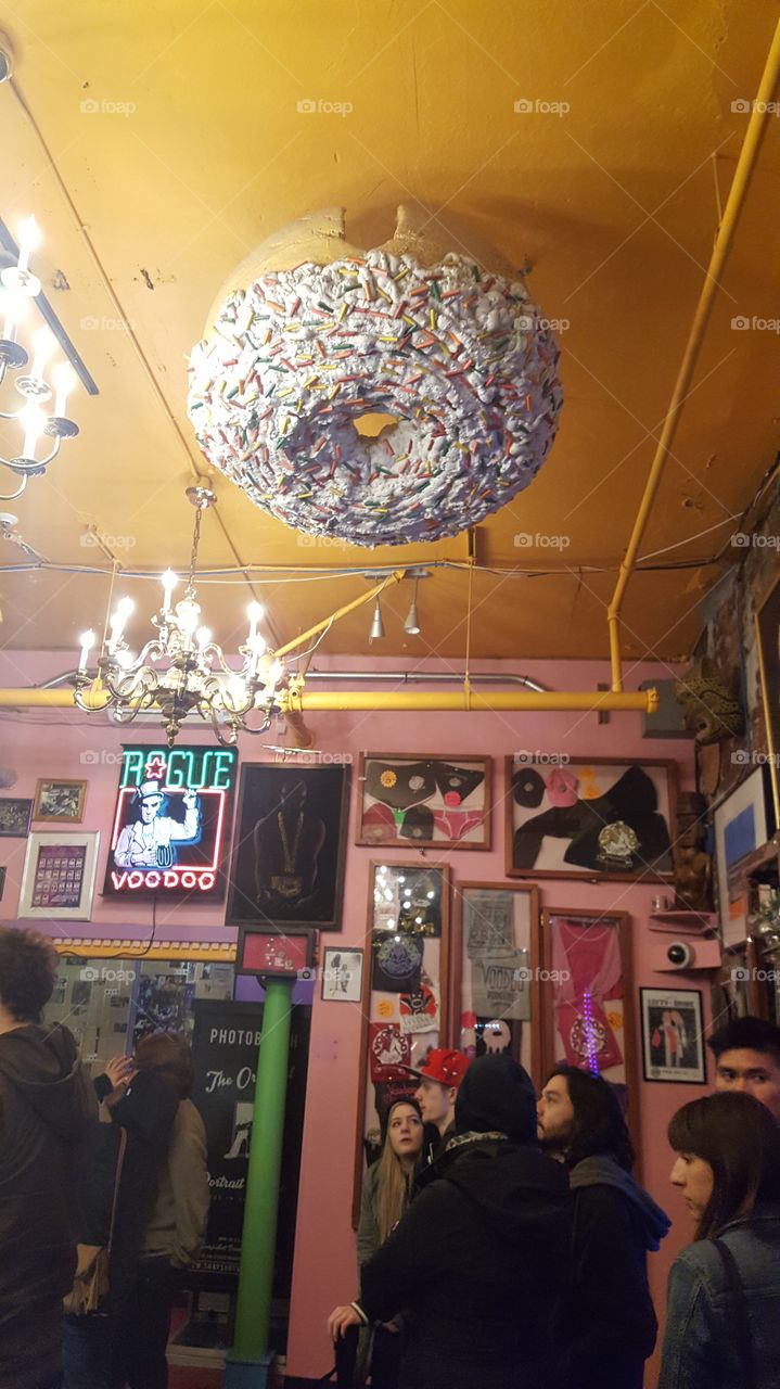 voodoo doughnuts inside wall