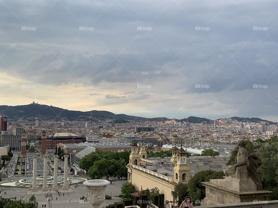 View of the city from Montjuïc, Barcelona, Spain 