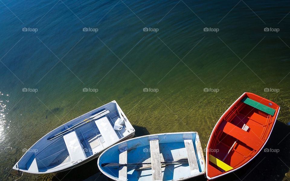 Three boats in Bradley Wharf, Rockport, Massachusetts