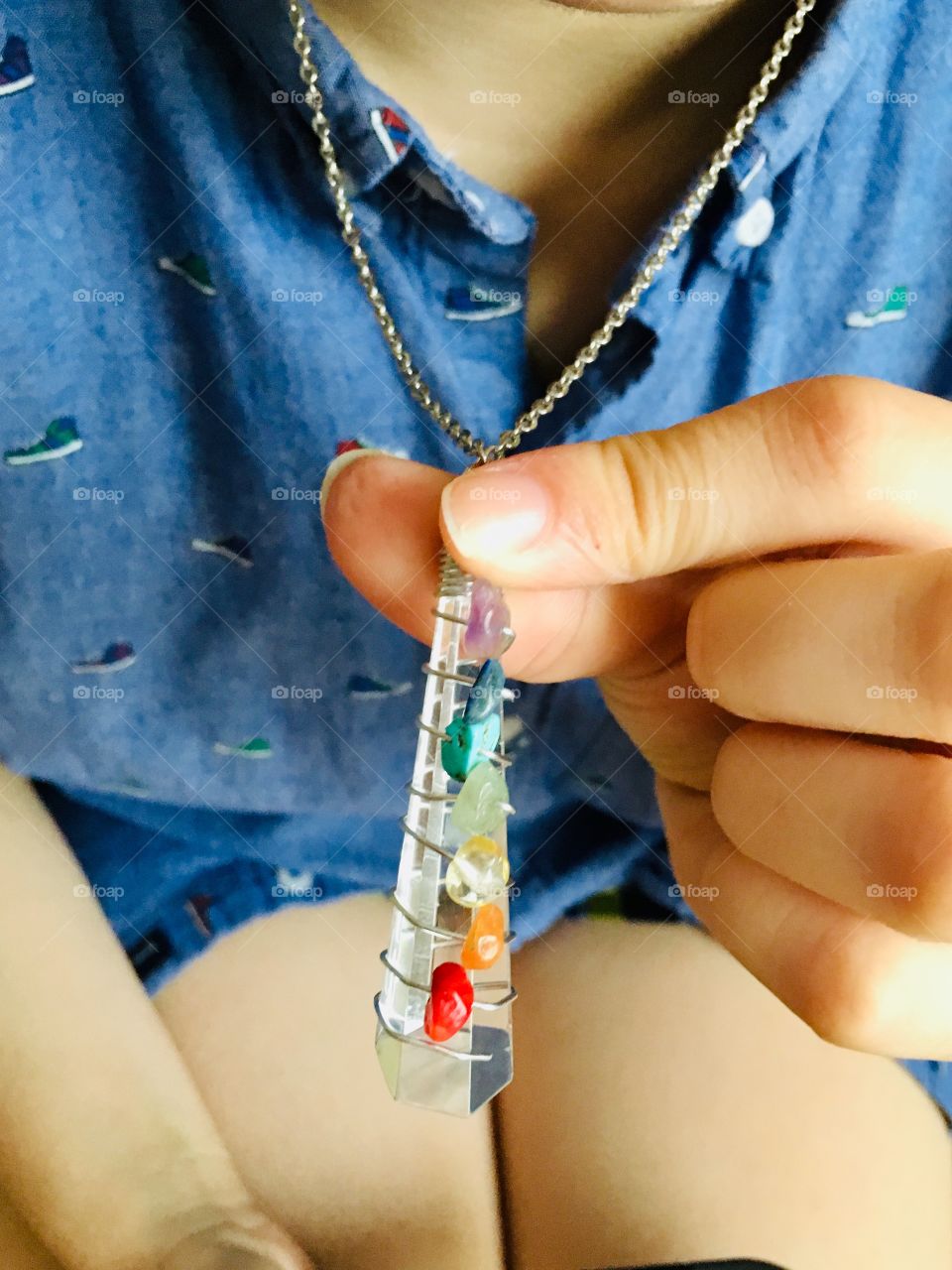 Beautiful rainbow crystals necklace. 