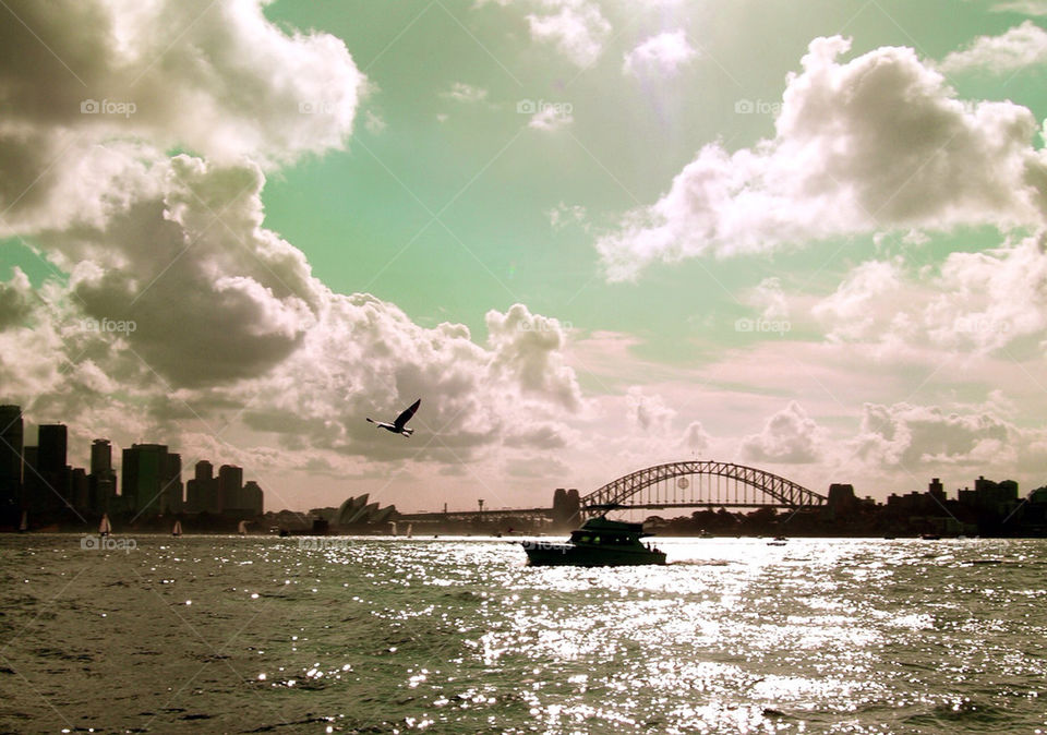 sky sunset clouds bridge by botie2