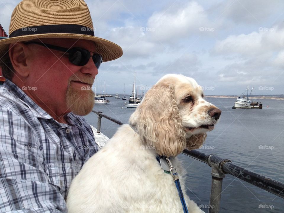 Dog and Dad on the Wharf