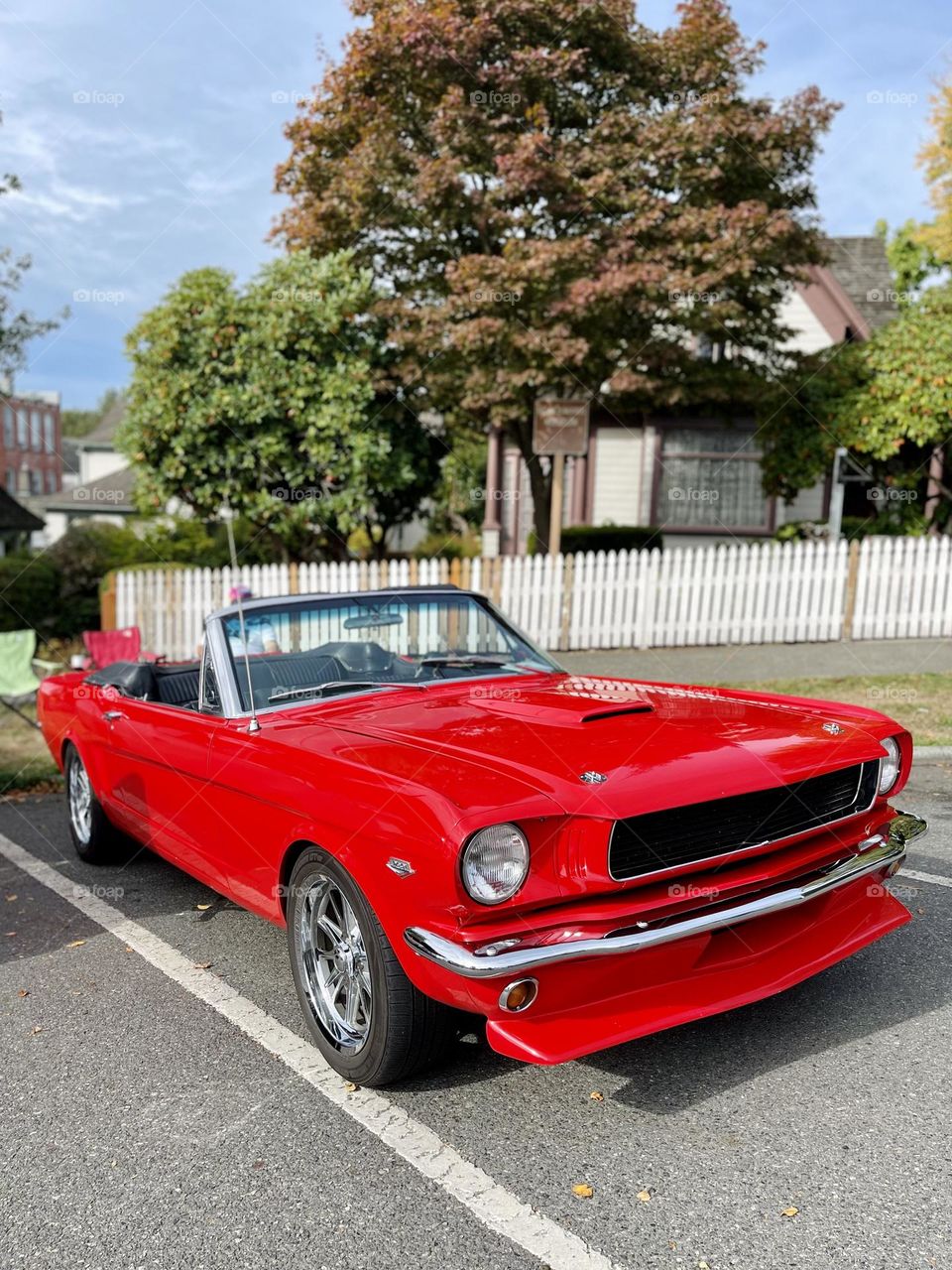 Red retro car outdoor 