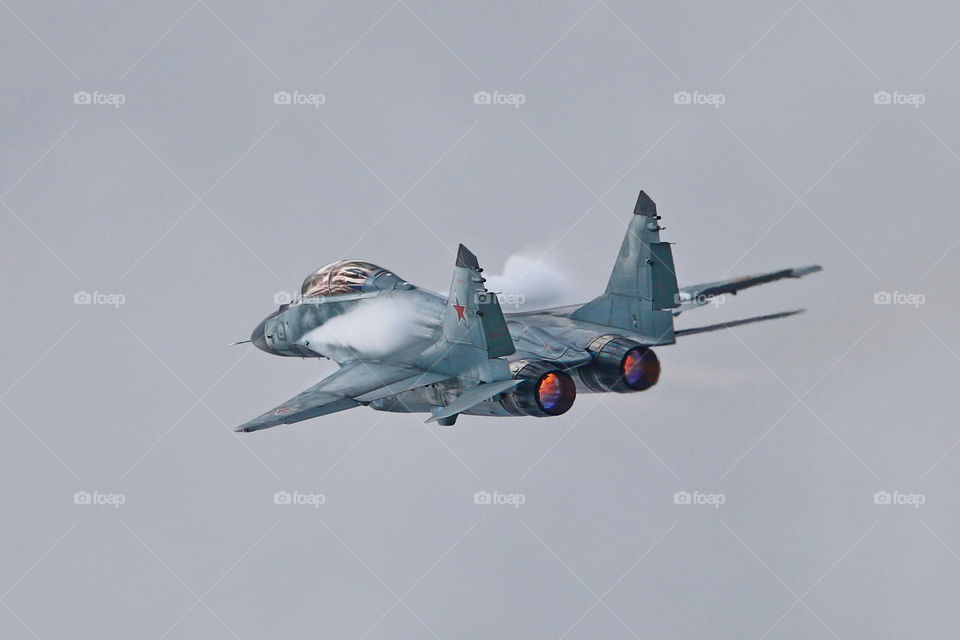 MiG-35 @ MAKS 2015. Russian test pilot with the 
 MiG-35 performing at the russian airshow MAKS 2015.