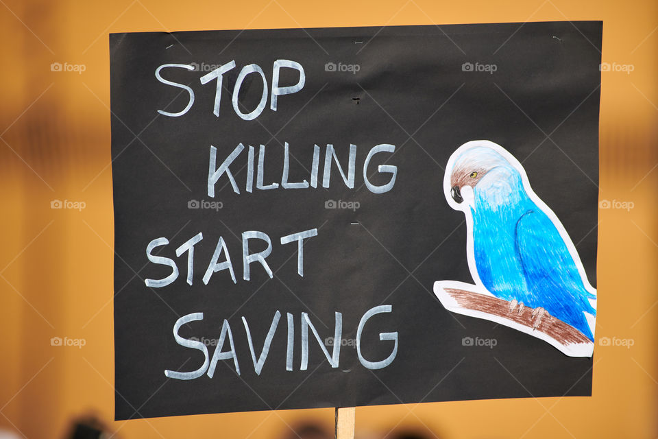 Helsinki, Finland - April 6, 2019: March and demonstration against climate change (Ilmastomarssi) in downtown Helsinki, Finland attended by more than 10000 people.