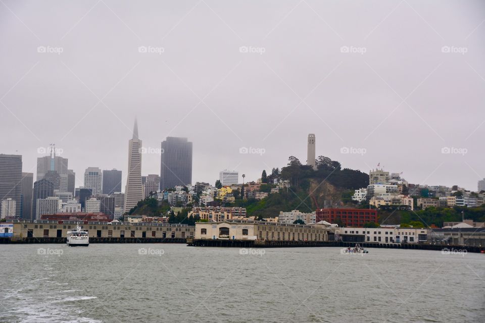 San Francisco and Coit Tower in the mist 