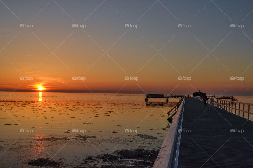 Sunset over Ribban beach in Malmö Sweden.