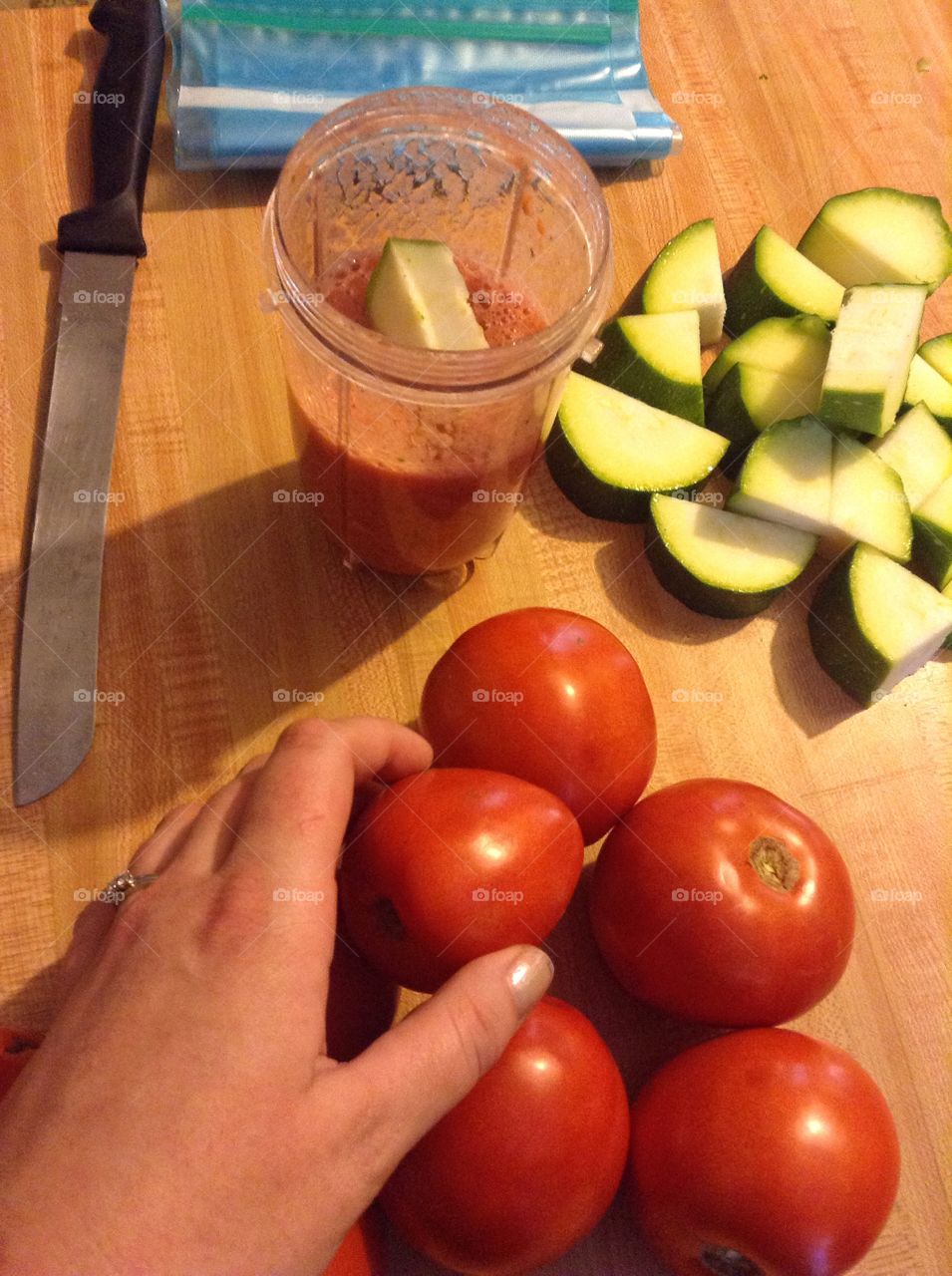 Making homemade pasta sauce.