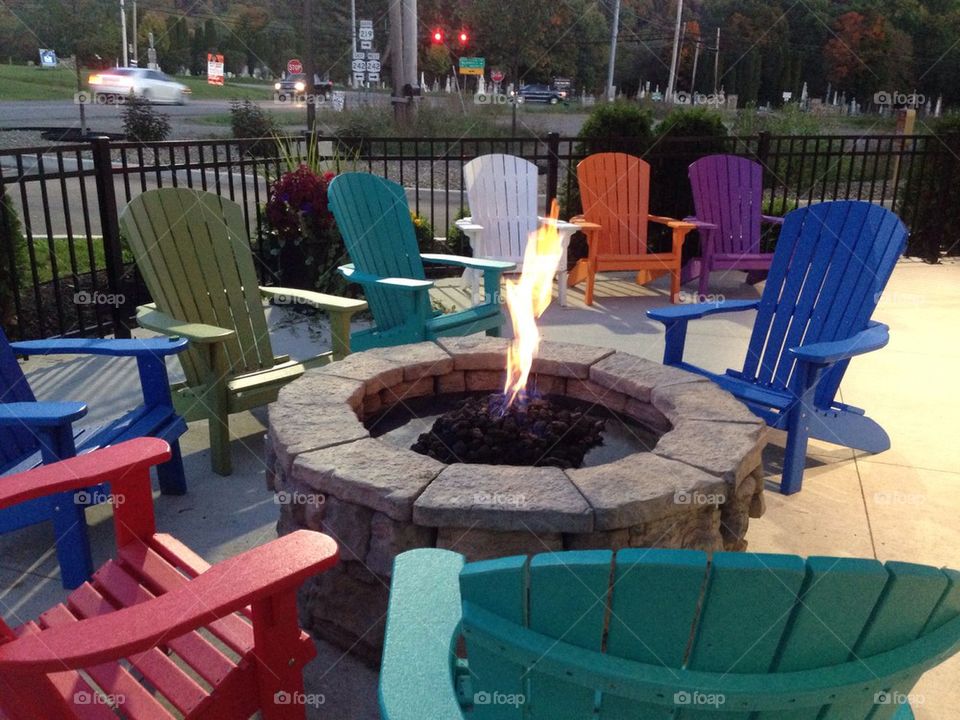 Fire pit and chairs