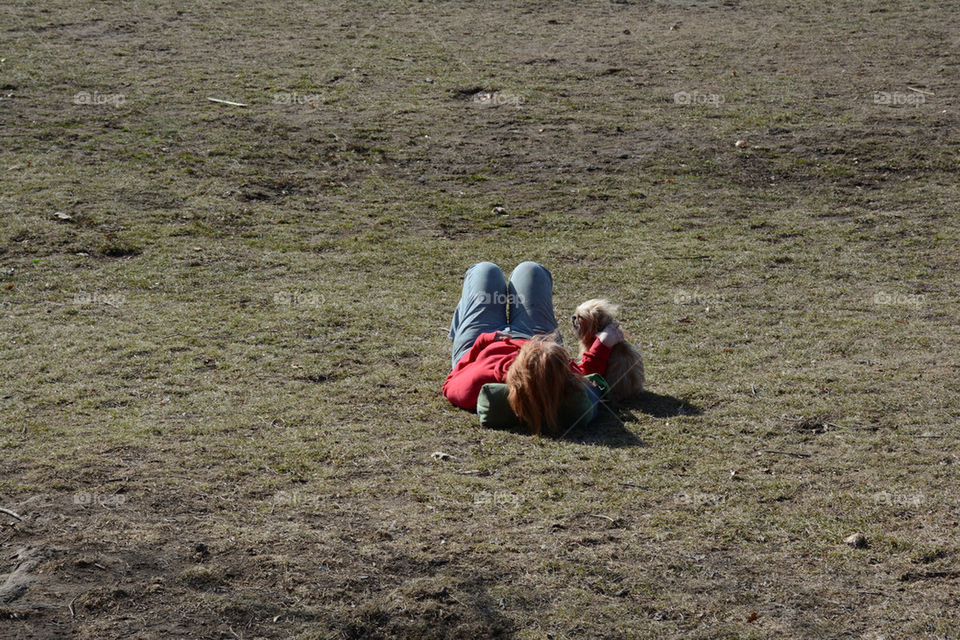 woman and her dog