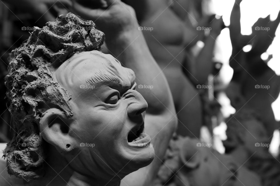 Idol for upcoming Durga Puja festival celebrated in India