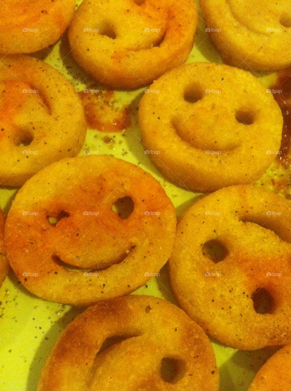 French fry baked smiling faces