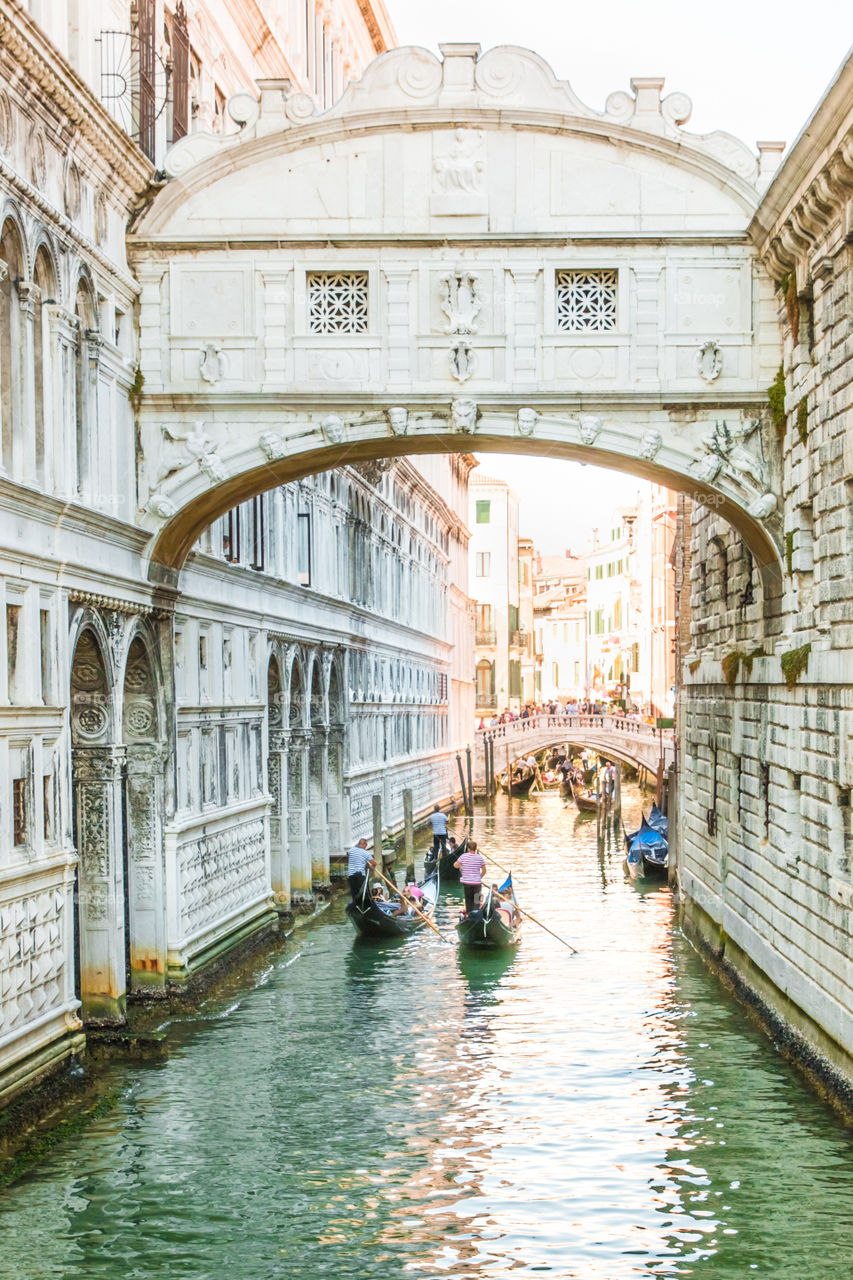 Gondola Rides At The Famous Bridge Of Sighs In Venice, Italy
