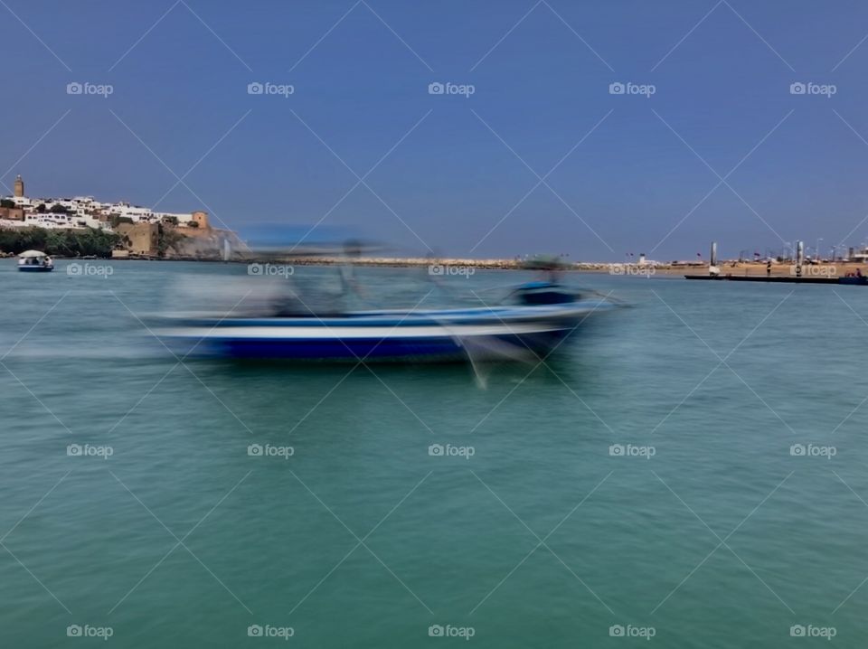 long exposure photo crossing the Bouregregue River from Rabat to Salé