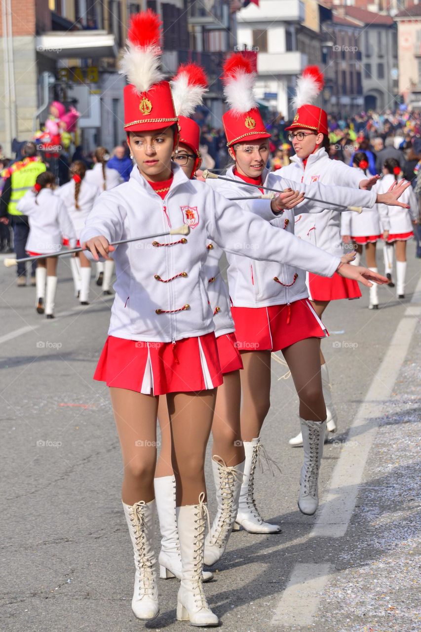 carnival parade. majorettes