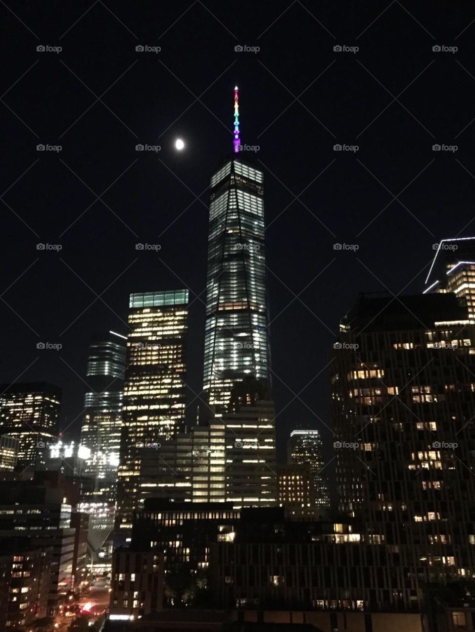 Freedom Tower. New York City and the Freedom Tower by moonlight. Cityscape by night. 
zazzle.com/Fleetphoto 