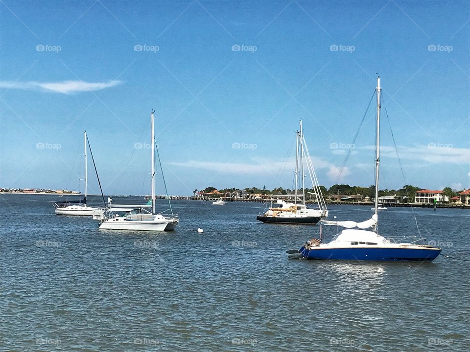 Boats moored in the bay at Saint Augustine