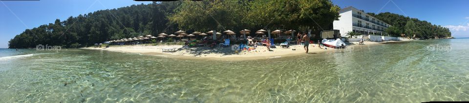 Panorama view of Glyfada beach on Thassos island