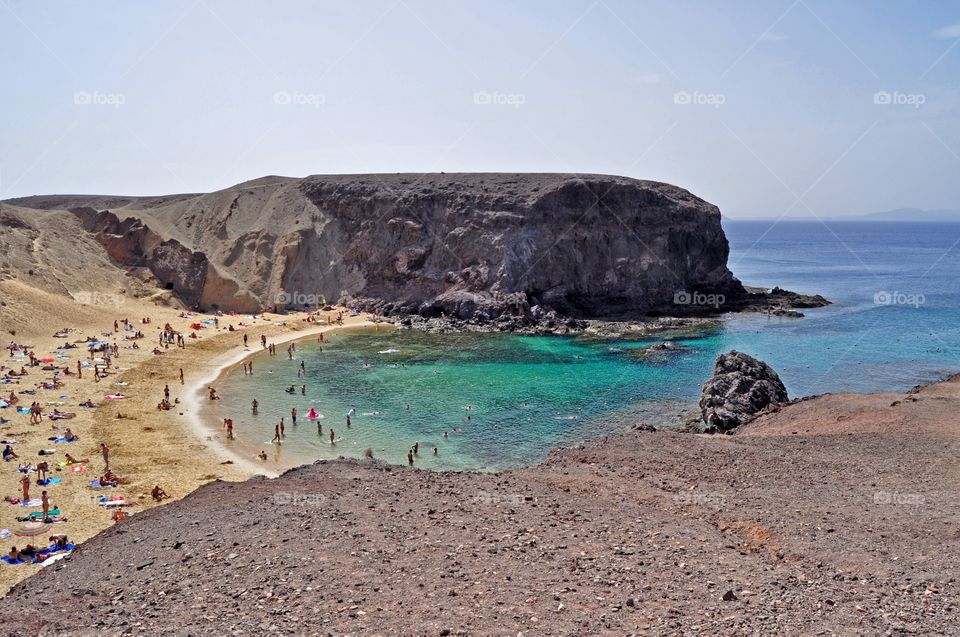 beautiful papagayo beach on lanzarote canary island in Spain