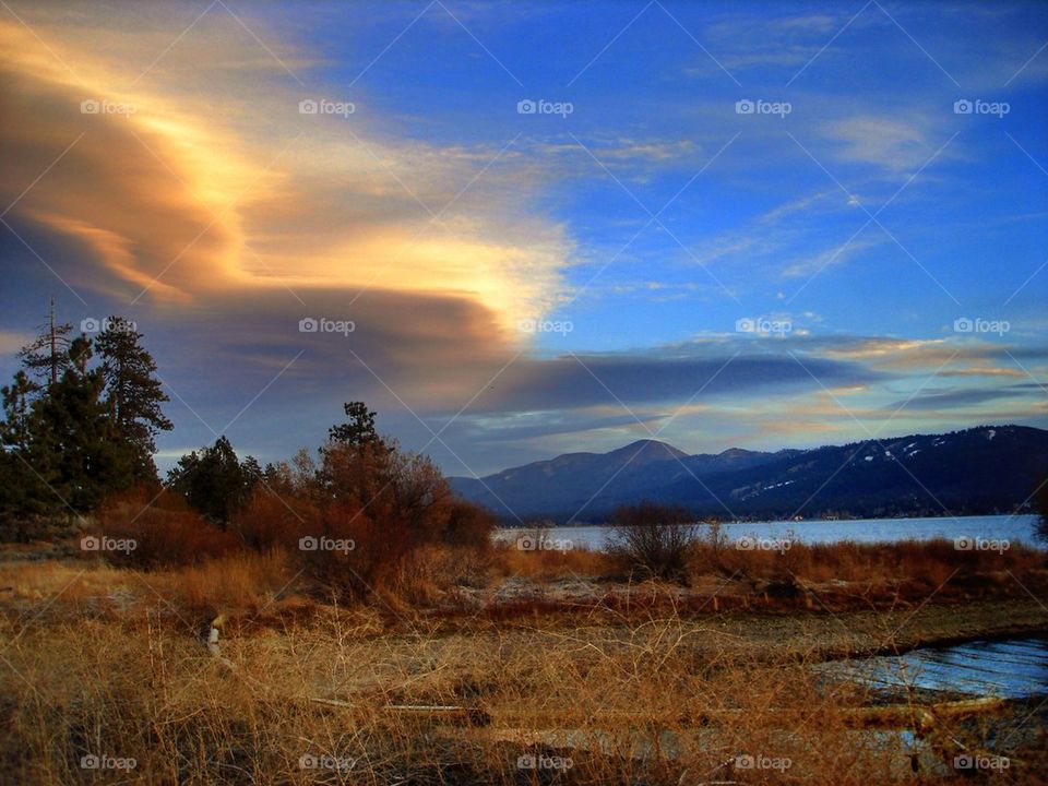 Sunset at Big Bear lake.