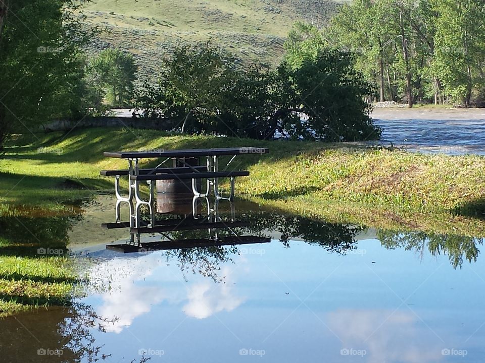 flooded campground along the salmon river