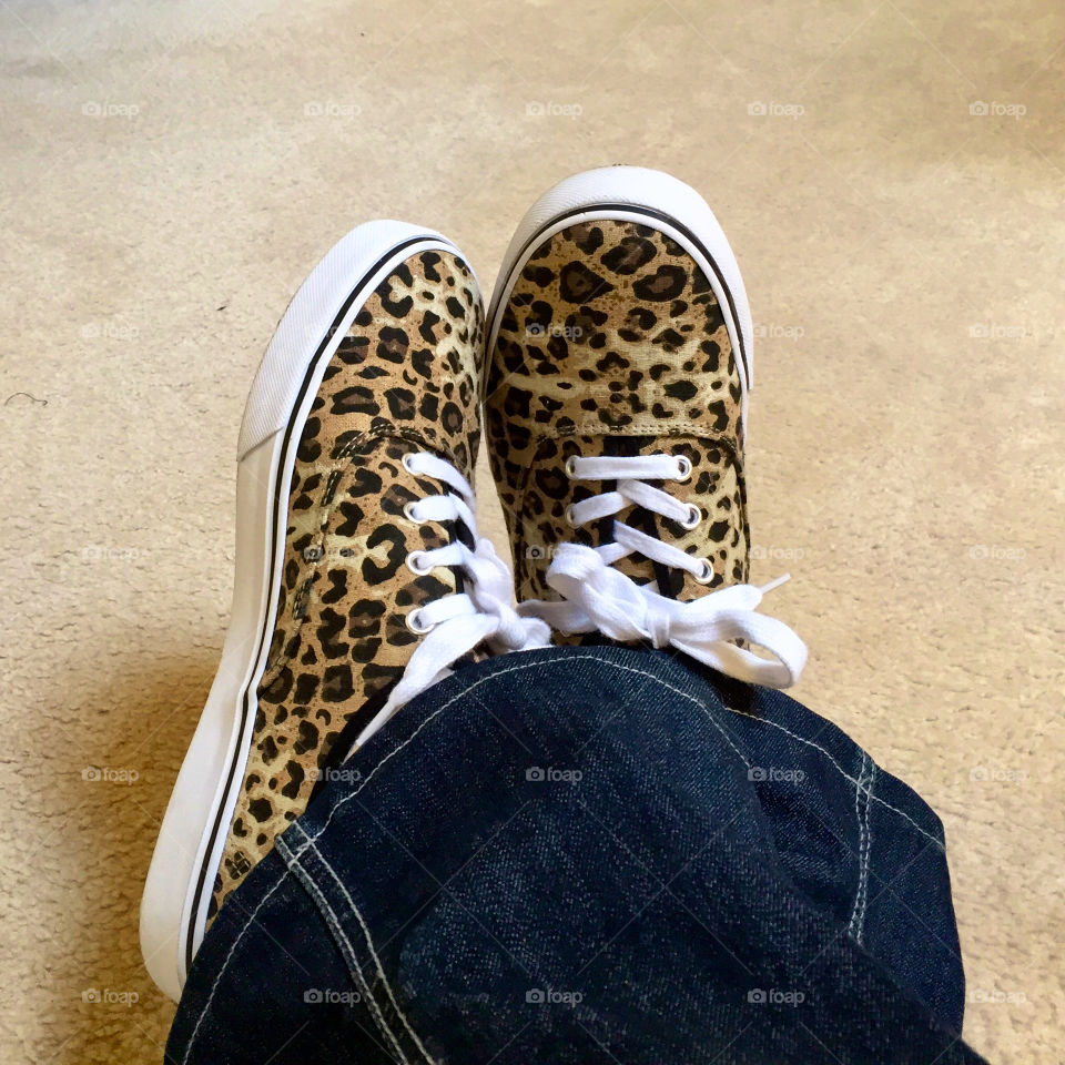 Leopard spot sneakers (shoes) (fashion) (feet)