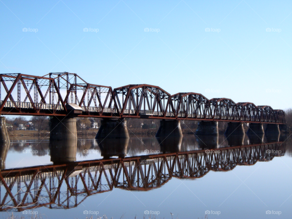 fredericton new brunswick canada water walking bridge train bridge by lagacephotos