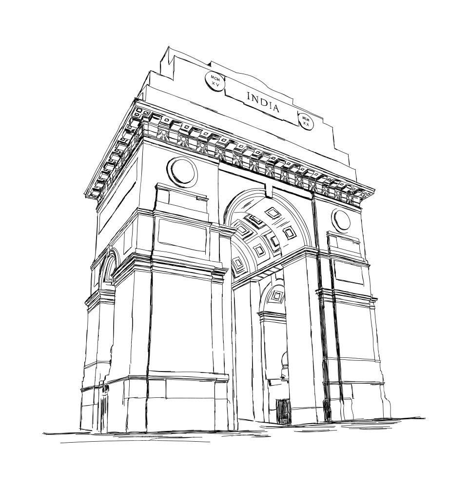 India gate war memorial illustration