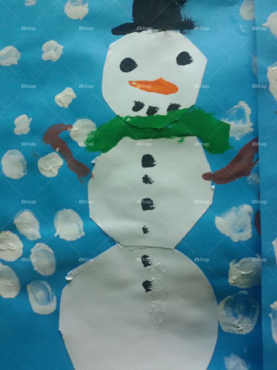 snowman on cartoon paper