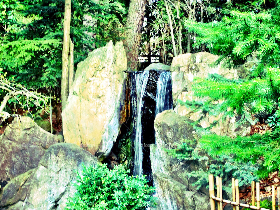 Waterfall in Japanese Garden
