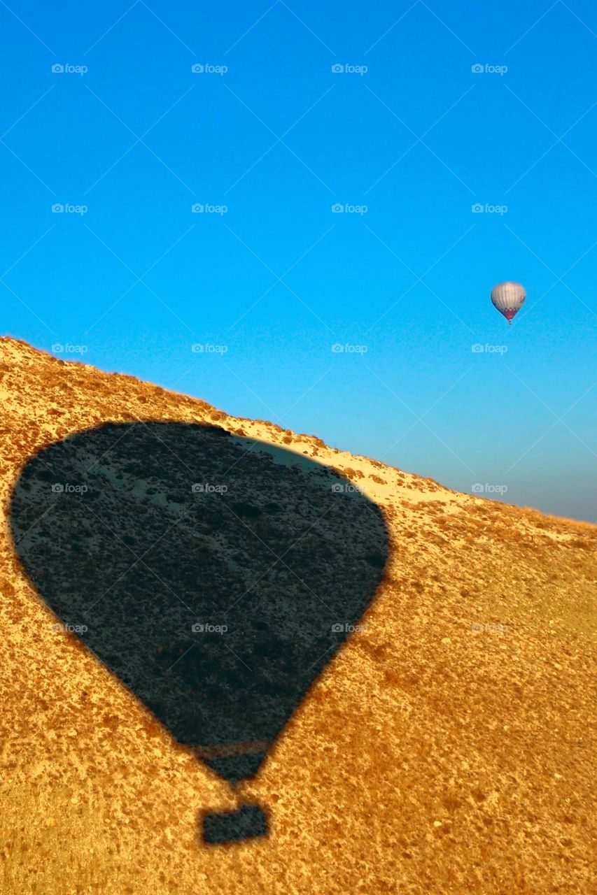 flying shadow. shadow of the balloon we flew on in Cappadocia