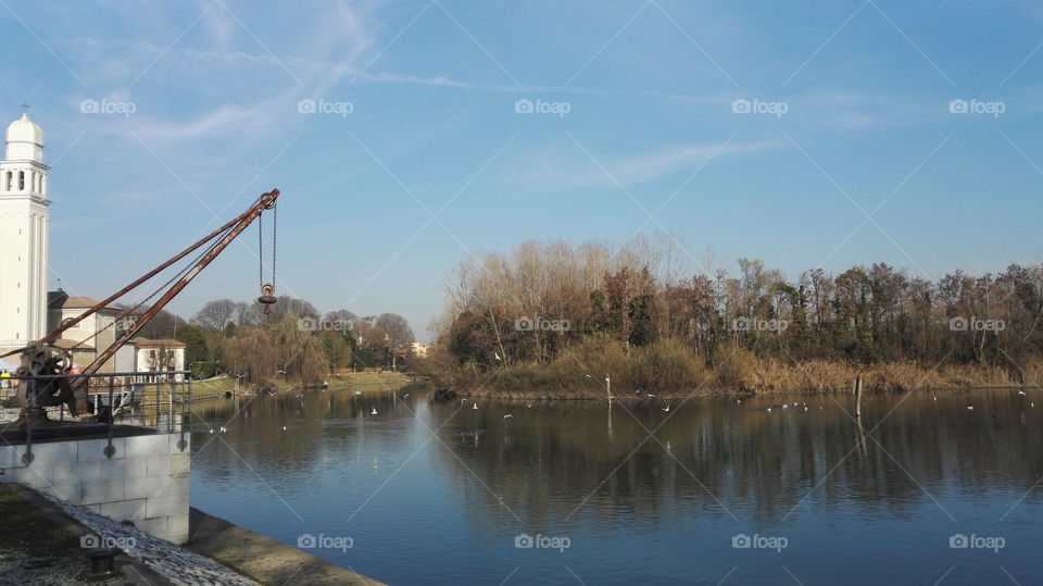 crane on the river