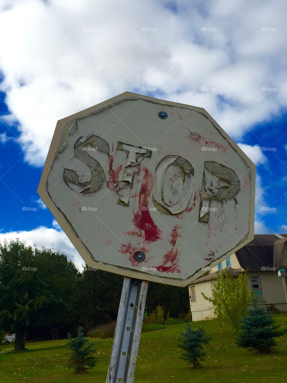 Low angle view of stop sign