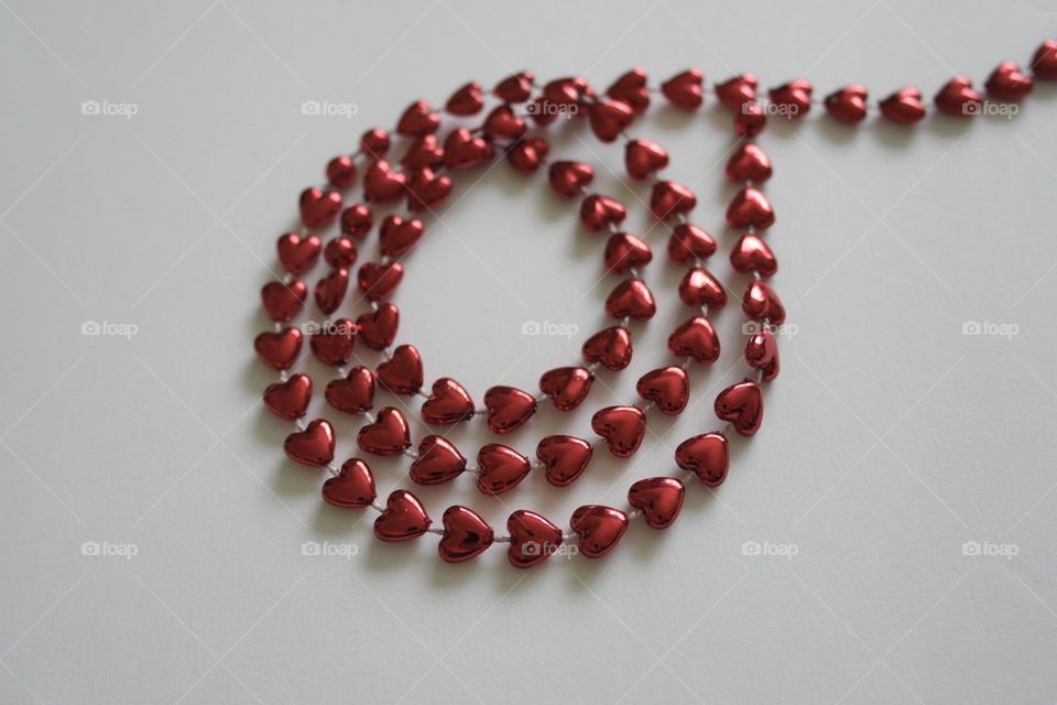 Red hearts on a white background 