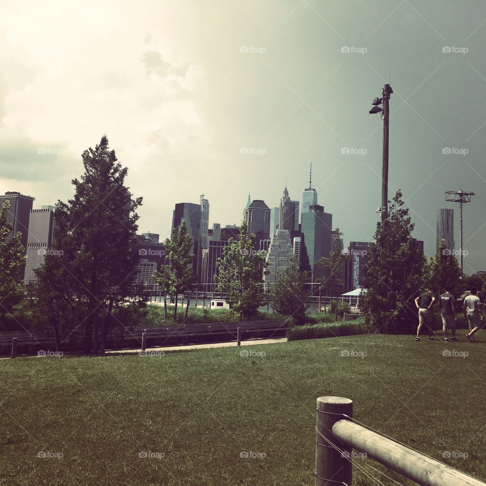 New York City. A view of NYC from Brooklyn Bridge Park