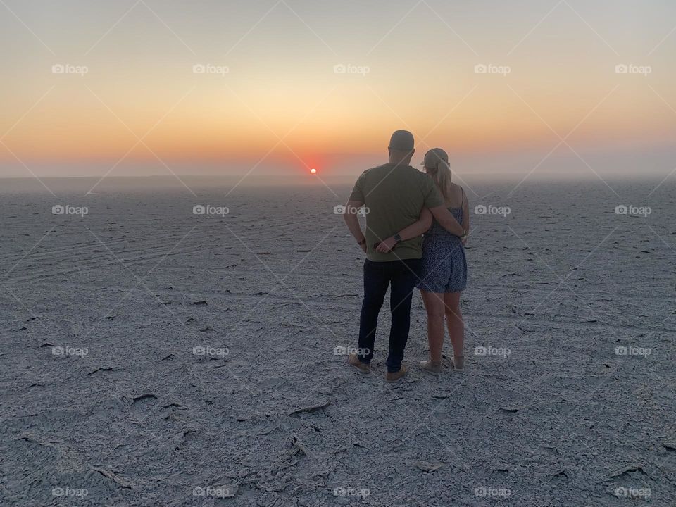 Salt plains view of the sunset 