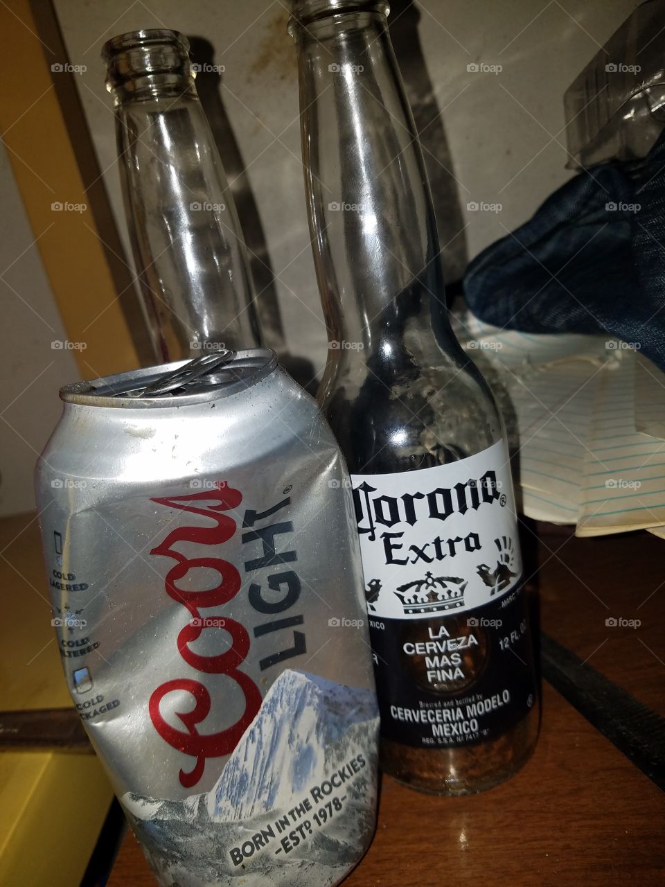 two bottles one can