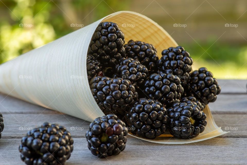 close up of freh blackberries