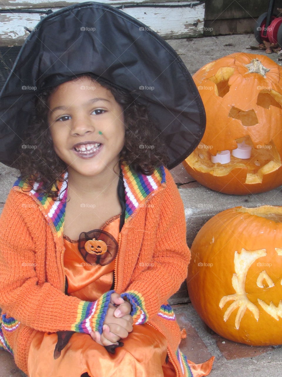 Halloween. a happy child about to go out for trick or treating.